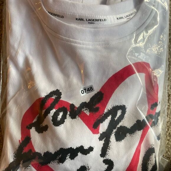 KARL LAGERFELD PARIS Women White Love From Paris Sweatshirt Size M - Picture 4 of 7